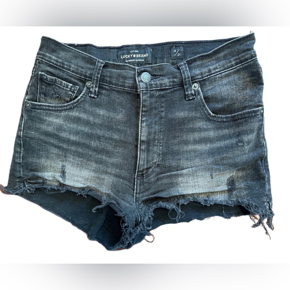 Lucky brand black faded jean shorts size 4 (27)